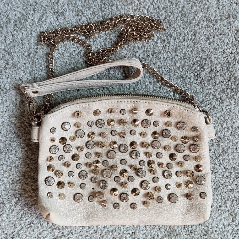 MMS studded & rhinestones clutch crossbody bag